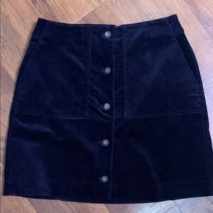 Uniqlo Black Corduroy Button Down Front Mini Skirt